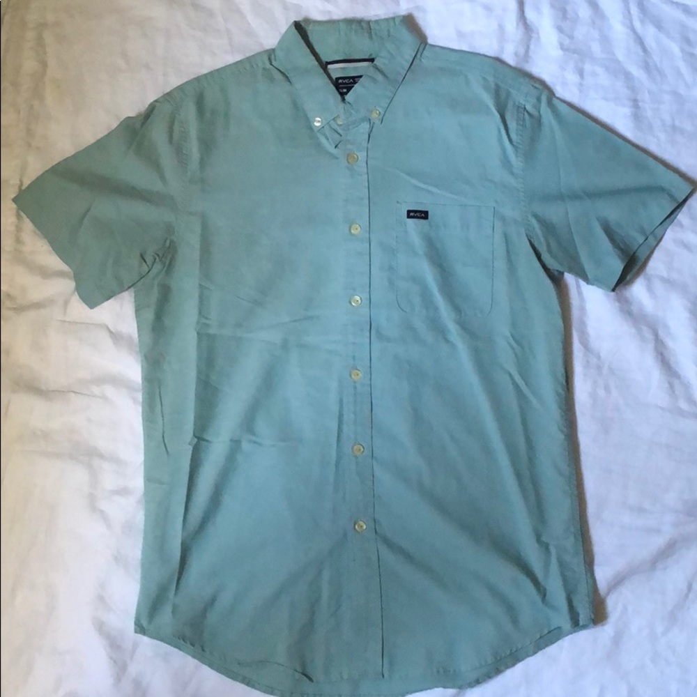 RVCA Button Up Shirt Small Light Green